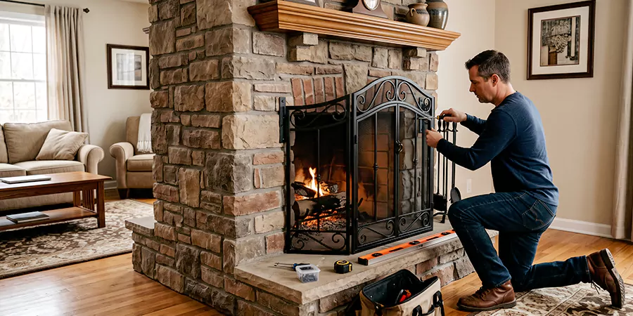 Custom and Decorative Fireplace Screen Installation New Braunfels